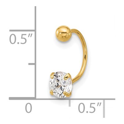 14K Yellow Gold CZ Eyebrow Ring – view 4