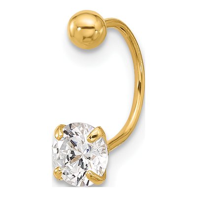 14K Yellow Gold CZ Eyebrow Ring
