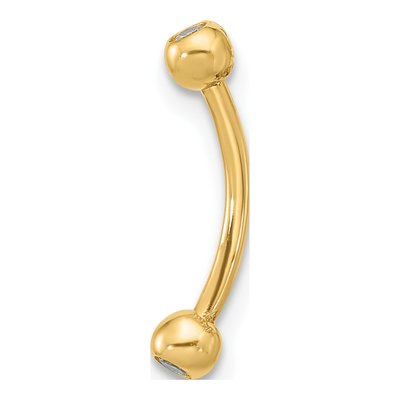 14K Yellow Gold CZ Eyebrow Ring – view 2