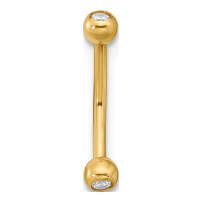 14K Yellow Gold CZ Eyebrow Ring – view 3
