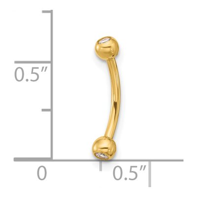 14K Yellow Gold CZ Eyebrow Ring – view 4