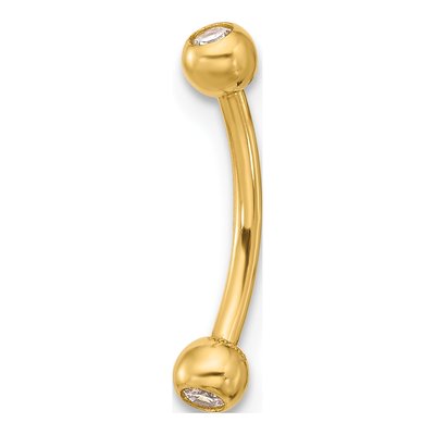 14K Yellow Gold CZ Eyebrow Ring