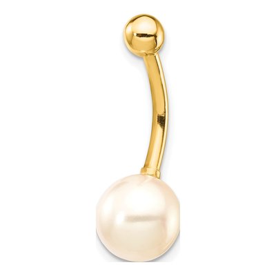 14K Gold Freshwater Pearl Belly Ring