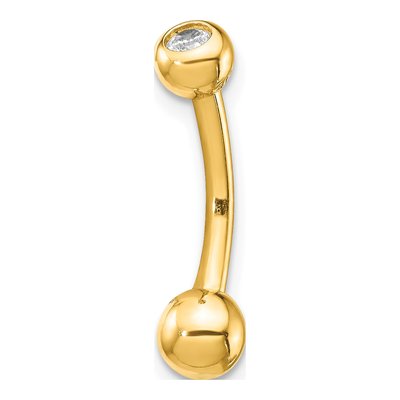 14K Yellow Gold CZ Belly Ring