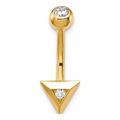 14K Yellow Gold Triangle CZ Belly Ring – view 3