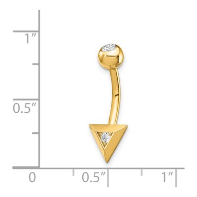 14K Yellow Gold Triangle CZ Belly Ring – view 4