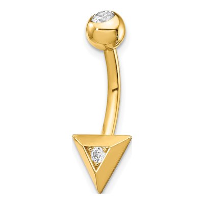 14K Yellow Gold Triangle CZ Belly Ring