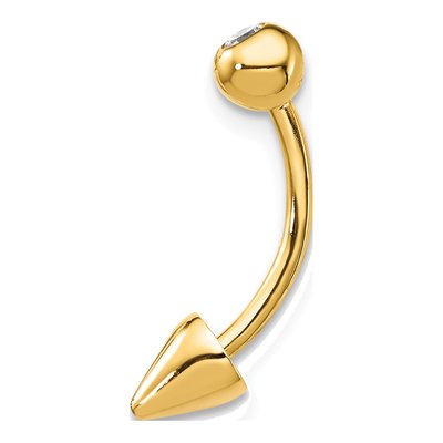 14K Yellow Gold CZ Cone Belly Ring – view 2