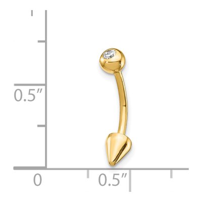 14K Yellow Gold CZ Cone Belly Ring – view 4