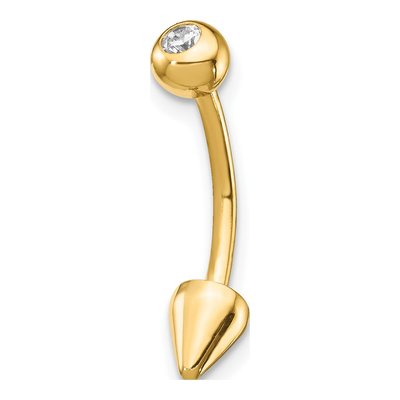 14K Yellow Gold CZ Cone Belly Ring