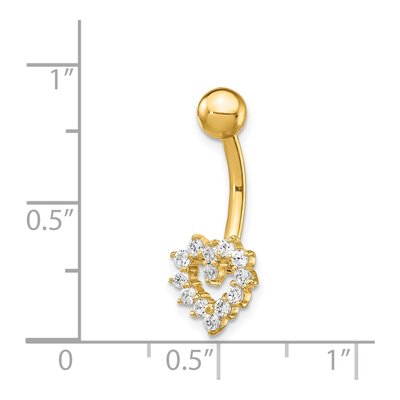 14K Yellow Gold CZ Heart Belly Ring – view 4