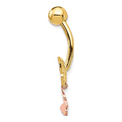 14K Two-Tone Gold CZ Butterfly Belly Ring – view 2
