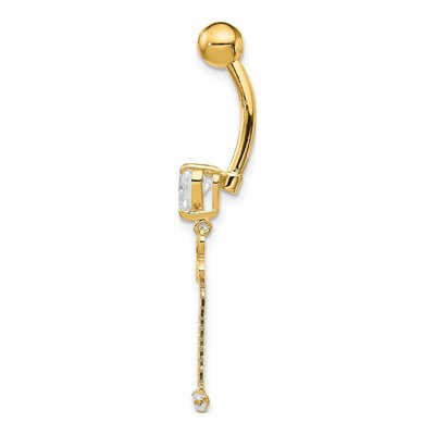14K Yellow Gold CZ Butterfly Dangle Belly Ring – view 2