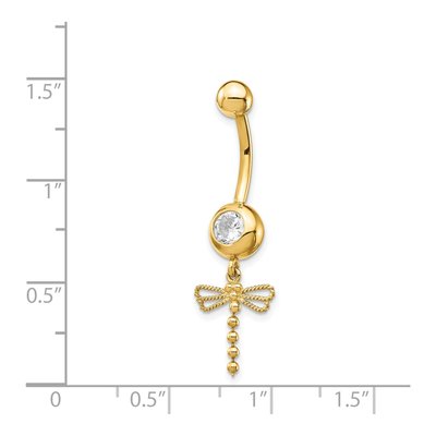 14K Gold CZ Dragonfly Belly Ring – view 3