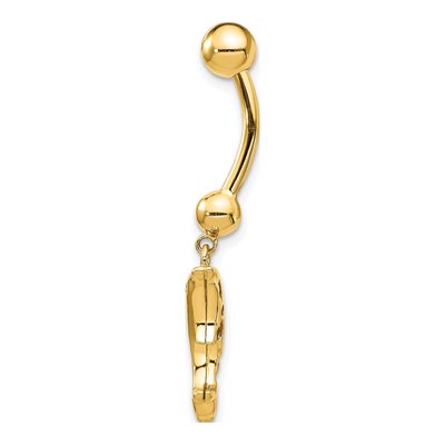 14K Yellow Gold Dolphin Dangle Belly Ring – view 2