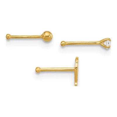 14K Yellow Gold 3-Piece Nose Stud Set – view 2