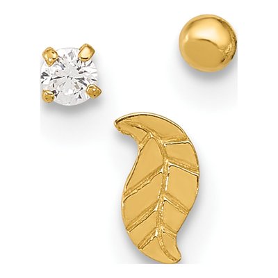 14K Yellow Gold 3-Piece Nose Stud Set – view 3