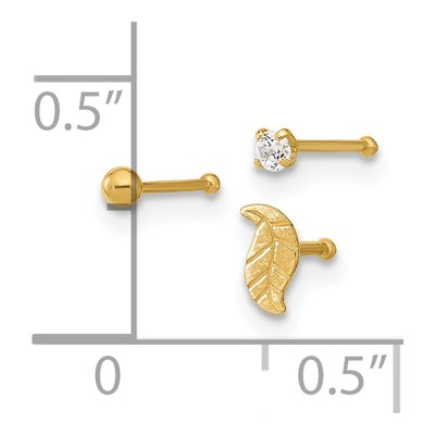14K Yellow Gold 3-Piece Nose Stud Set – view 4