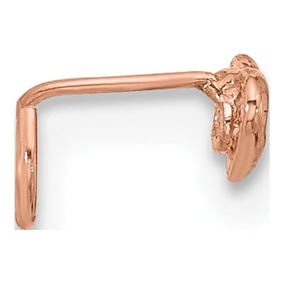 14K Rose Gold CZ Heart Nose Ring, 23 Gauge – view 2