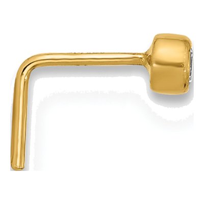 14K Yellow Gold CZ Nose Stud, 23 Gauge – view 2