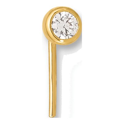 14K Yellow Gold CZ Nose Stud, 23 Gauge – view 3