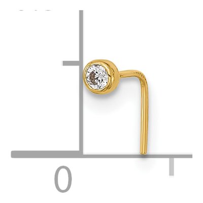 14K Yellow Gold CZ Nose Stud, 23 Gauge – view 4