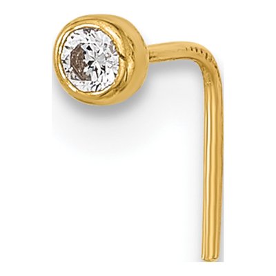 14K Yellow Gold CZ Nose Stud, 23 Gauge