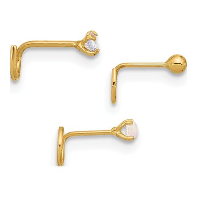 14K Yellow Gold Nose Post Set – view 2