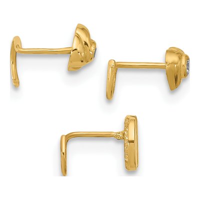 14K Yellow Gold CZ Nose Post Set, 3-Piece – view 2