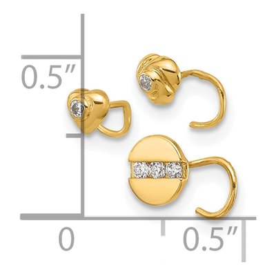 14K Yellow Gold CZ Nose Post Set, 3-Piece – view 4