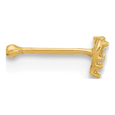 14K Yellow Gold CZ Heart Nose Post – view 2