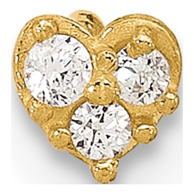 14K Yellow Gold CZ Heart Nose Post – view 3