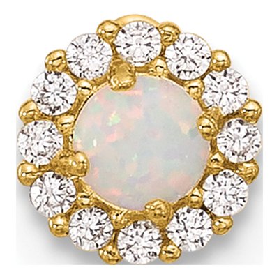 14K Gold Lab Opal & CZ Halo Cartilage Stud – view 3
