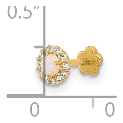 14K Gold Lab Opal & CZ Halo Cartilage Stud – view 4