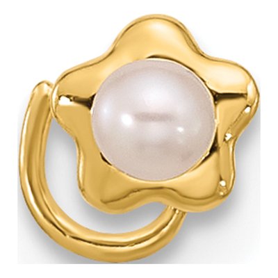 14K Gold Flower Pearl Nose Ring – view 3