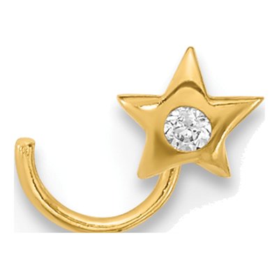 14K Yellow Gold Star CZ Nose Ring – view 4