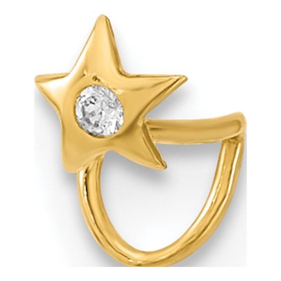 14K Yellow Gold Star CZ Nose Ring