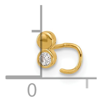 14K Yellow Gold CZ Double Circle Nose Ring – view 3