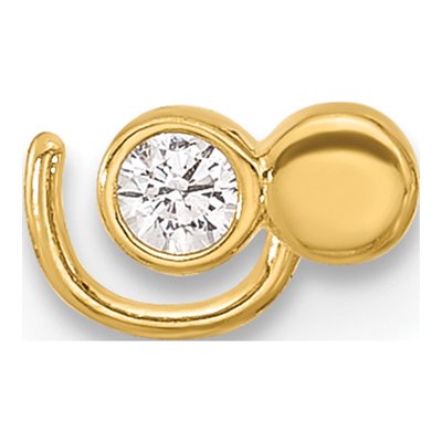 14K Yellow Gold CZ Double Circle Nose Ring – view 4