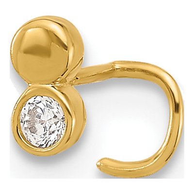 14K Yellow Gold CZ Double Circle Nose Ring