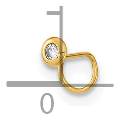 14K Yellow Gold CZ Circle Nose Ring – view 3