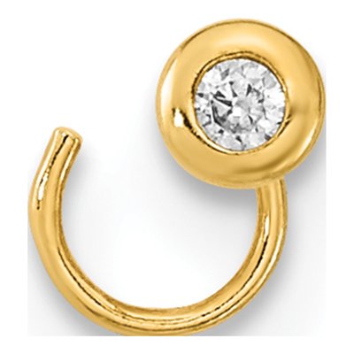 14K Yellow Gold CZ Circle Nose Ring – view 4