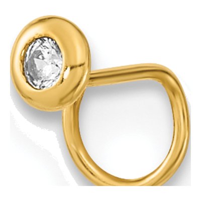 14K Yellow Gold CZ Circle Nose Ring
