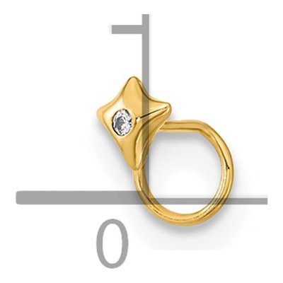 14K Yellow Gold 22 Gauge Square CZ Nose Ring – view 3