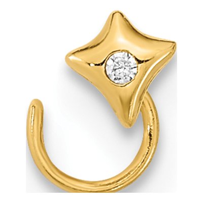 14K Yellow Gold 22 Gauge Square CZ Nose Ring – view 4