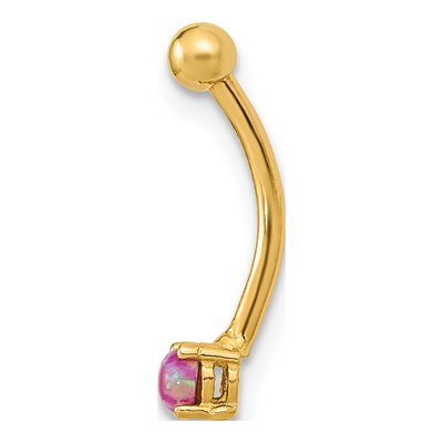 14K Yellow Gold Pink CZ Eyebrow Ring – view 2
