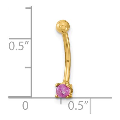 14K Yellow Gold Pink CZ Eyebrow Ring – view 3