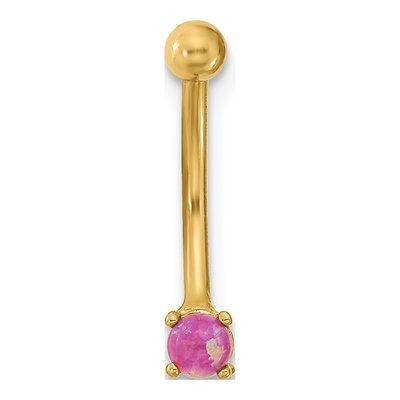 14K Yellow Gold Pink CZ Eyebrow Ring – view 4