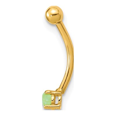 14K Yellow Gold Green CZ Eyebrow Ring – view 2