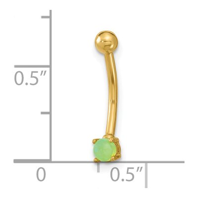14K Yellow Gold Green CZ Eyebrow Ring – view 3